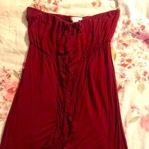 Dark Red strapless mini dress